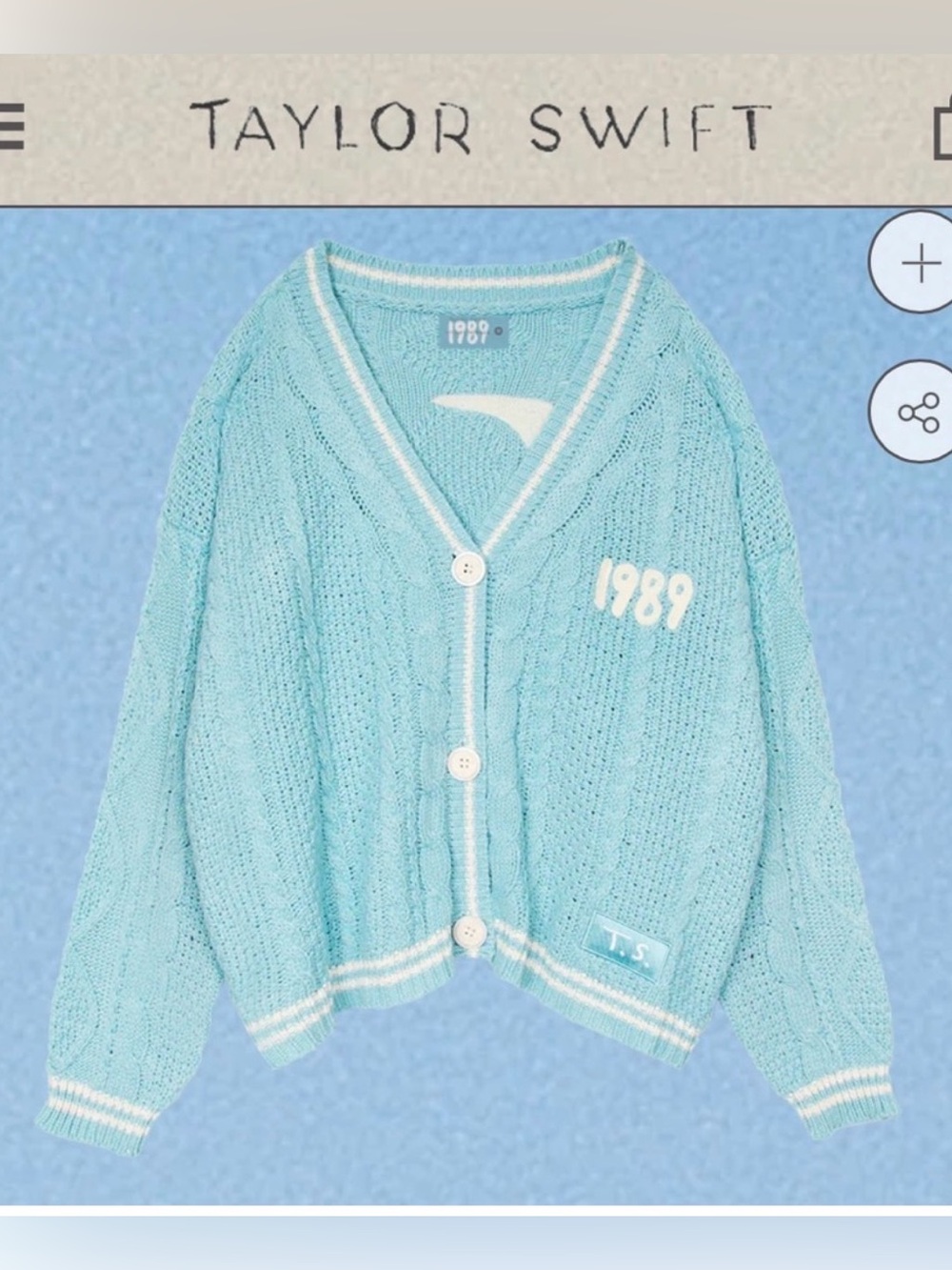 Taylor Swift 1989 Taylor’s Version Blue Oversized Cardigan Sweater XS SMALL